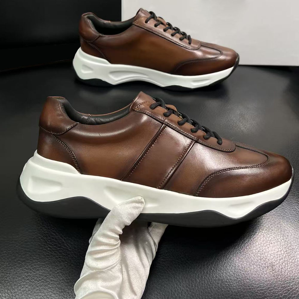 Leather Shoe Polish - Tênis Masculino Casual de Couro Polido